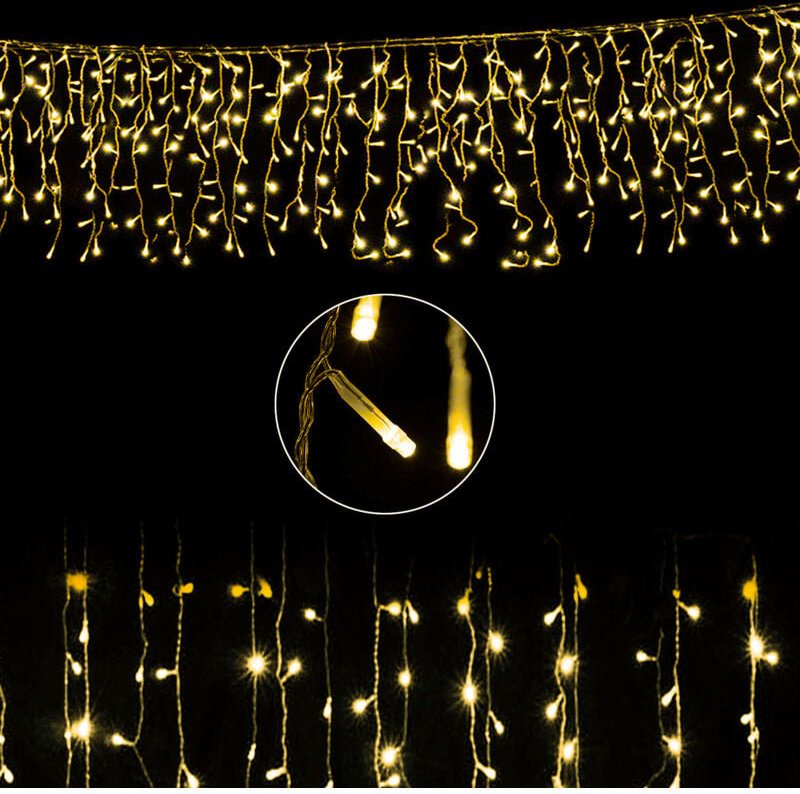 Wolketon Lichterkette LED Eisregen 8 Betriebsarten LED Lichtervorhang für Innenausstattung Außenbereich Schlafzimmer Hoc...