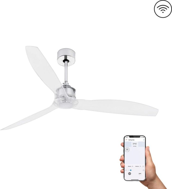Faro Just Mittlerer Deckenventilator mit 3 Flügeln, Chrom, Wiz Smart System