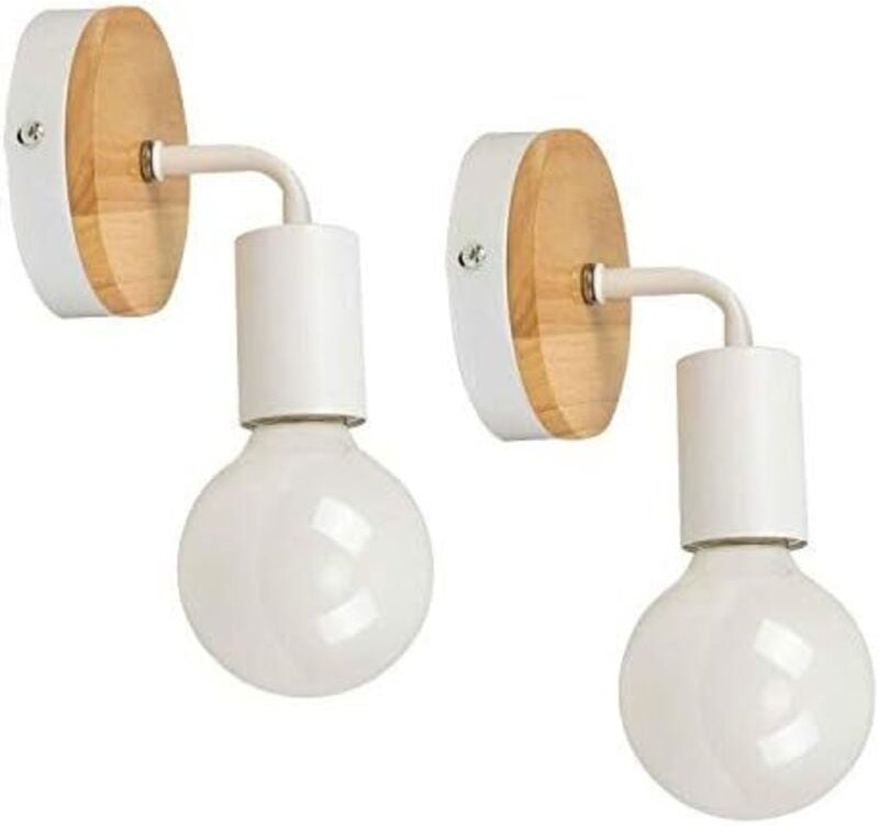 Vtizikl Lot de 2 appliques murales modernes en bois E27 en fer forgé moderne