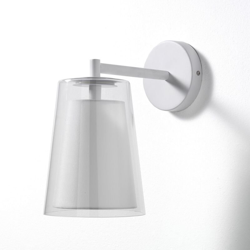Wandleuchte aus Glas und weißem Metall Kansas