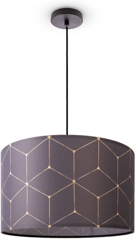 Paco Home Deckenlampe Lampenschirm Stoff Pendelleuchte E27 Hängeleuchte Schlafzimmer Rund Pendelleuchte - Schwarz, Desig...