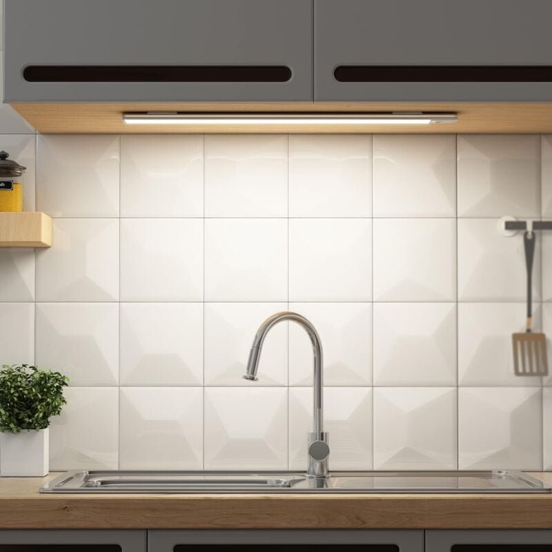 Dimmbare LED-Schrankleuchte 30 cm, kabellose Wandleuchte mit Handsensor für den Innenbereich, wiederaufladbare LED-Licht...