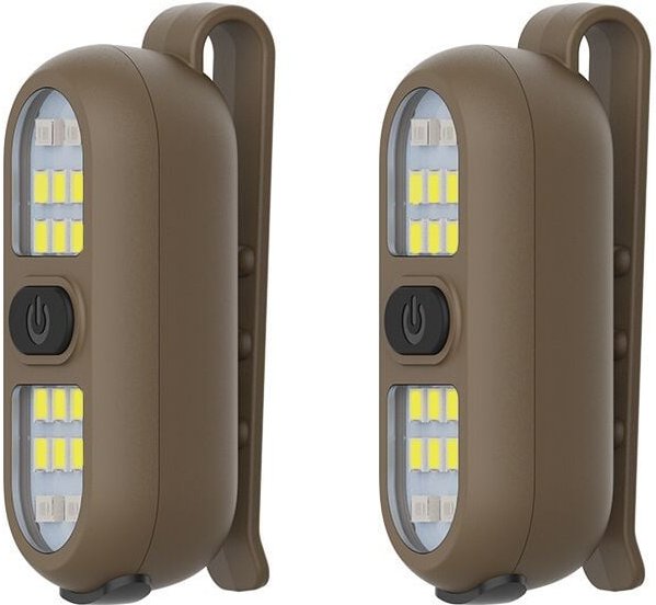 Clip-on-Taschenlampe, braun, 5,8 x 2,2 x 2,3 cm, 2er-Pack, Läufer-/Radfahrerlampe, wiederaufladbare Sicherheitslampe für...