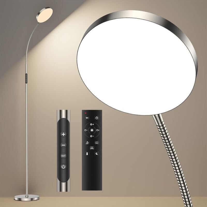 Antenlicht LED Stehlampen 169cm Stehleuchte 18W mit Fernbedienung Timer Funktion E27 Metall Sofalampe Standleuchte Lesel...