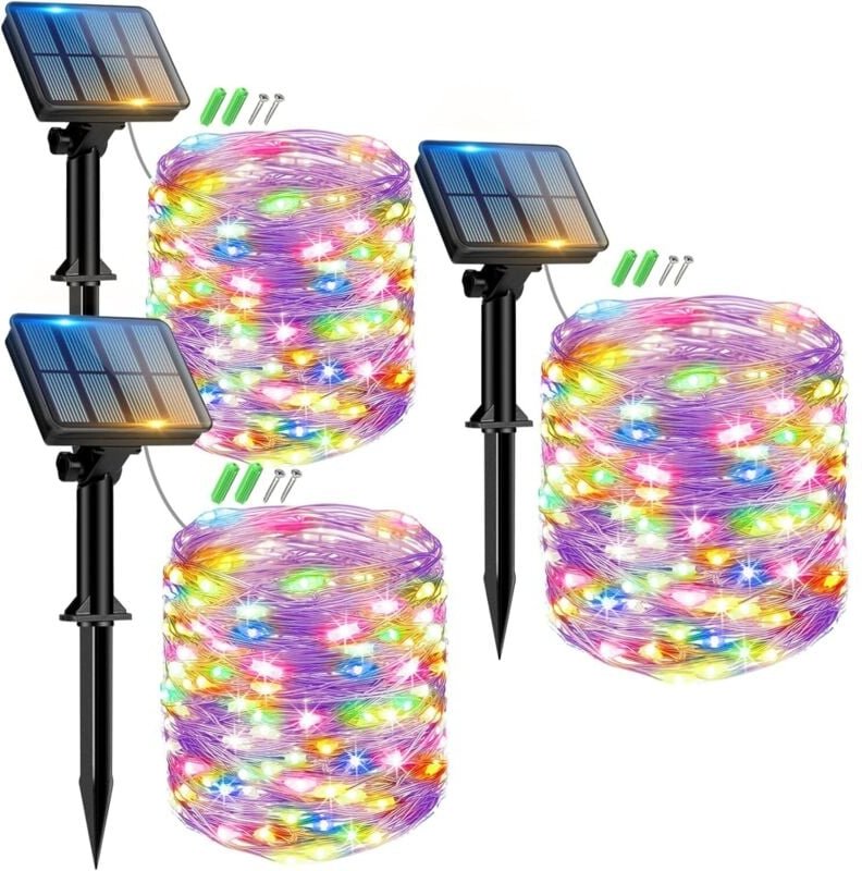 【3er-Pack Solar-Lichterketten für den Außenbereich, 36 m, 360 LEDs, 8 Modi, IP65, dekorative Solar-Lichterkette für Deck...