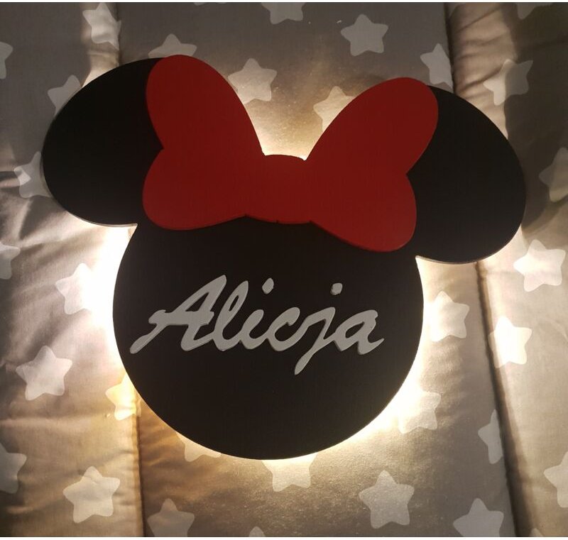 Maus-Nachtlampe mit Namensschild, batteriebetriebene LED