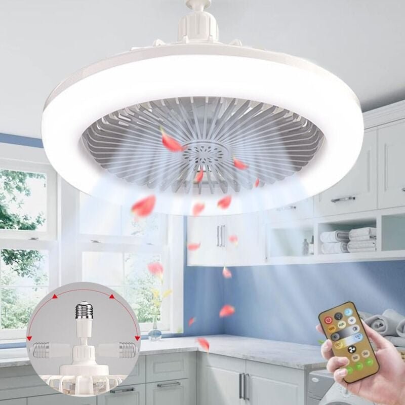 Thumbnail - Deckenventilatorlampe, Deckenventilatorleuchte, E27 Deckenventilator-Kronleuchter, Leiser Deckenventilator mit Licht und...