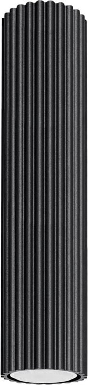 Moderner schwarzer runder gerippter Deckenstrahler, 30 cm Rohr, für Küche, Flur, 1xGU10 10W KARBON Sollux Lighting