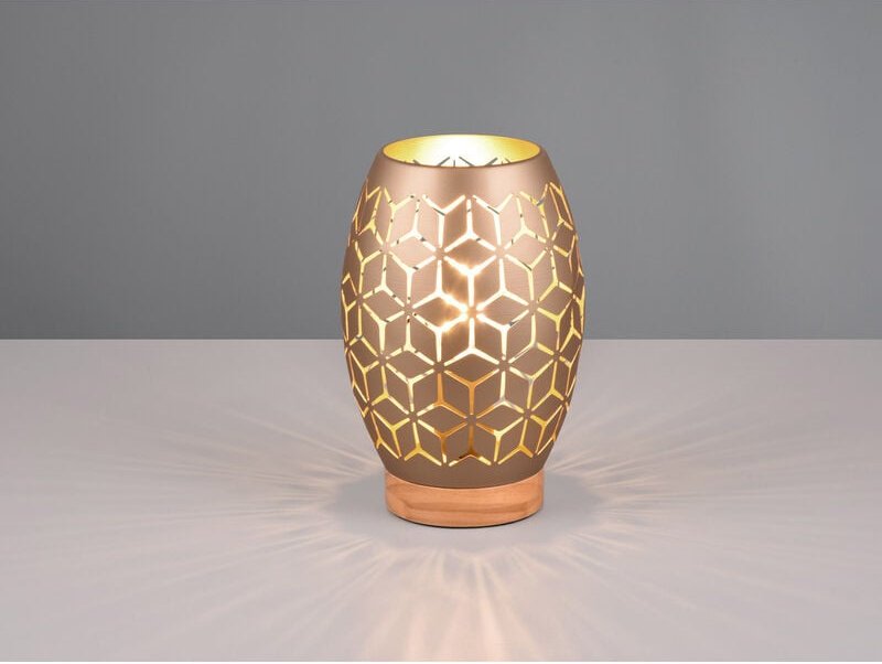 Meinewunschleuchte - Kleine led Tischleuchte in Coffee mit ausgefallenem Stanzmuster, h: 21cm