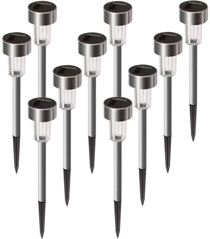 10er-Pack wasserdichte Solarleuchten aus Edelstahl für den Außenbereich, geeignet für Terrasse, Rasen, Garten und Landsc...