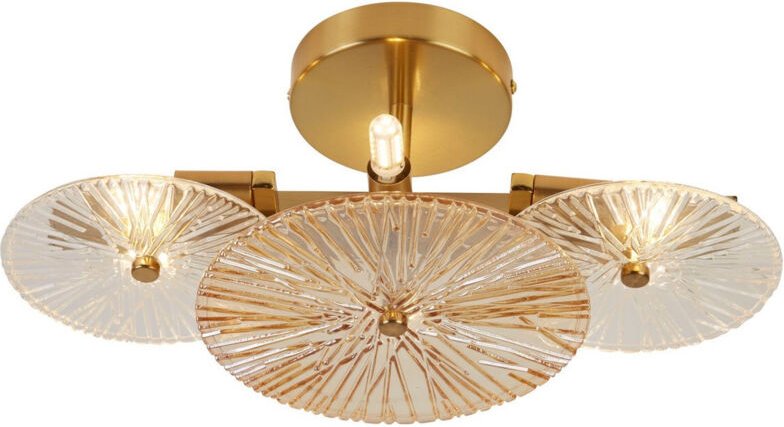 Wagon Wheel 6-flammige Wand-/Unterputzleuchte, Bronze-Bernsteinglas - Searchlight