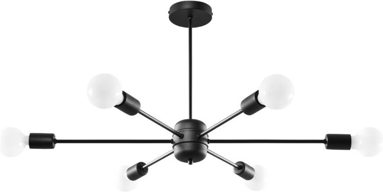 Ledbox - Sollux Lighting Lango Multi Arm Semi Flush Deckenleuchte, Schwarz, 6x E27