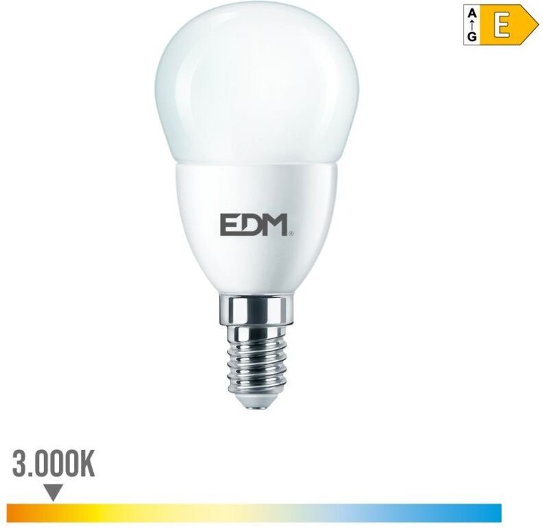 EDM - Sphärische LED-Glühbirne E14 7W 806lm 3000K warmes Licht Ø4,8x9,5cm
