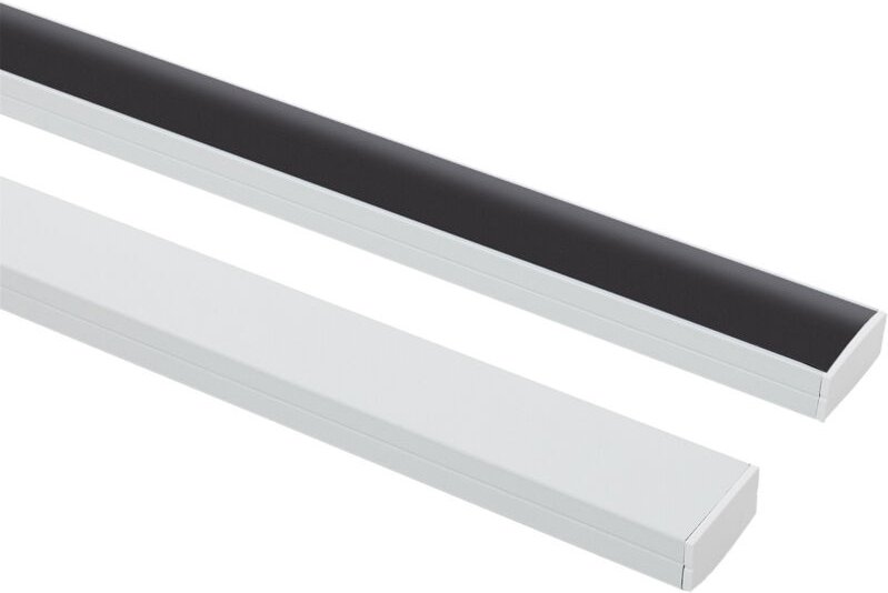 Aluminiumprofil Aufbau für LED Streifen bis 20 mm mit durchgehender Abdeckung Weiß 10 m Schwarz transluzent