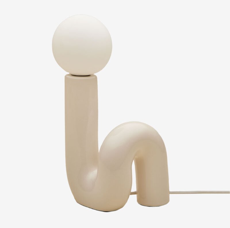 Sklum - Keramik-Tischlampe mit Vireto-Glaskugel Eierschale b