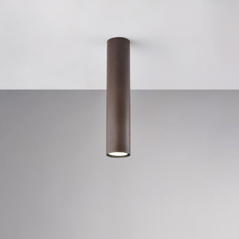 Belight - Plafoniera in ferro laccato nero GU10 con decorazione effetto ruggine 1 luce H.30 - Ø8