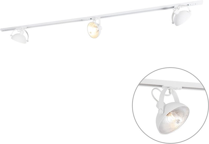 1-Phasiges Schienensystem mit 3 verstellbaren Strahlern weiß - Magnax