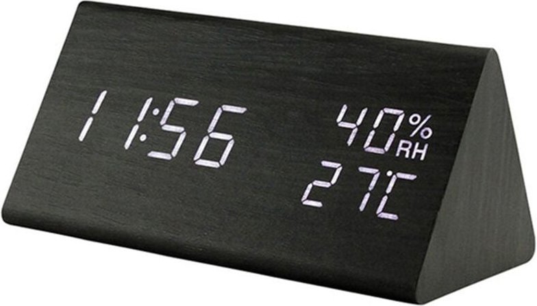 LED-Wecker aus Holz mit Temperatur- und Feuchtigkeitsanzeige