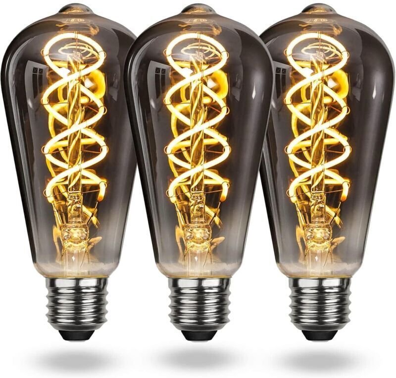 Vintage E27 LED-Glühbirne, warmweiß dimmbare Vintage E27 Spiralglühbirne, 4 W, weiches Licht Vintage E27 Edis-Glühbirne