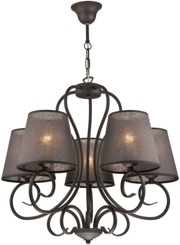 Lamkur Lorenzo Mehrarm-Pendelleuchte, Stoffschirm, Anthrazit, 5x E27