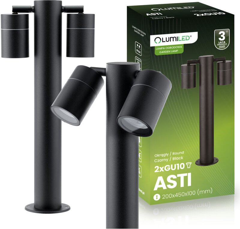 Thumbnail - Gartenleuchte mit Pfosten, Außenstrahler, 45 cm hoch, 2x GU10, ASTI LUMILED