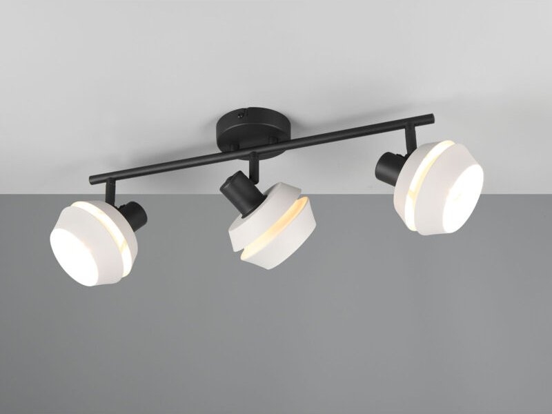 Deckenstrahler isla 3-flammig Schwarz, Metallschirme Grau, Breite 54cm