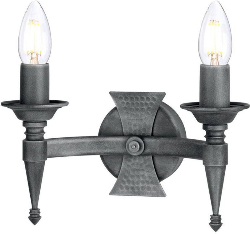 Saxon - 2 Licht Innenkerze Wandleuchte Schwarz Silber, E14 - Elstead