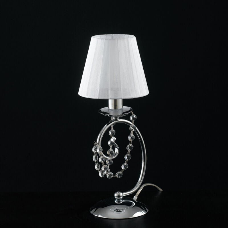 Bonetti Illumina - Magda – 1-flammige Tischlampe aus verchromtem Eisen mit H.27-Lampenschirm – Ø13 – BL146-LT-CR-PAR