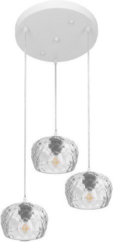 Fabrilamp - Decke Estela 3xe27 White Regx36x36 Cm / Klar geschliffene Kristallglasschirme