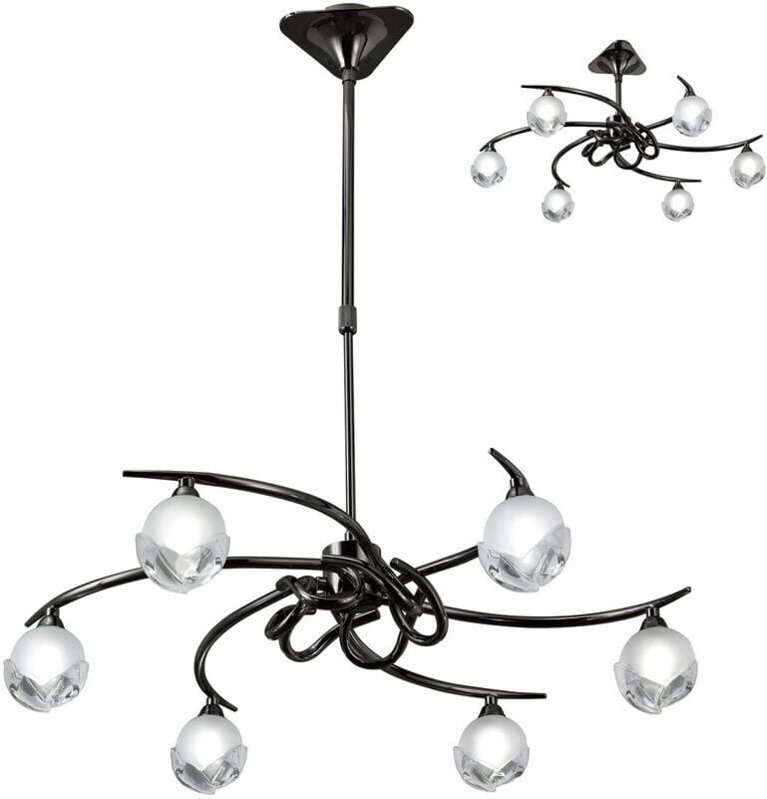Inspired Mantra - Fragma - Teleskop Semi Flush Cabrio 6 Light G9, Schwarz Chrom