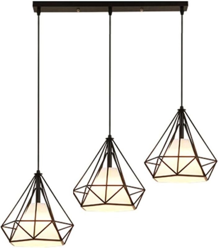 Deckenleuchte 3 Flammig Industrielle Höhenverstellbar Deckenlampe E27 Schwarz für Schlafzimmer Esszimmer