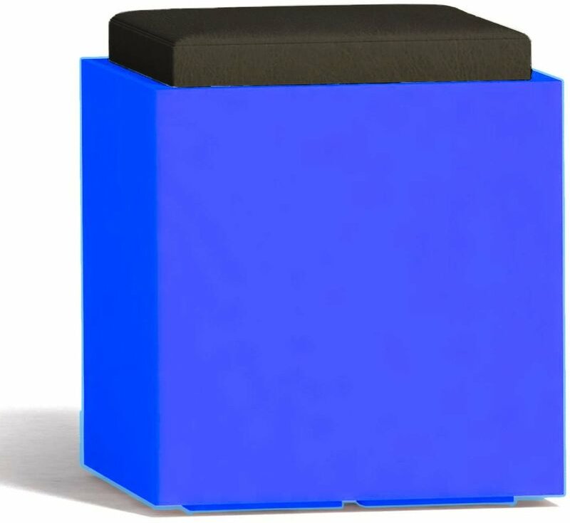 Leuchtende Sessel Square Bright mit Led-Pouf, quadratischer, für den Außenbereich 'Made in Italy' -Blau / Mit Kabel