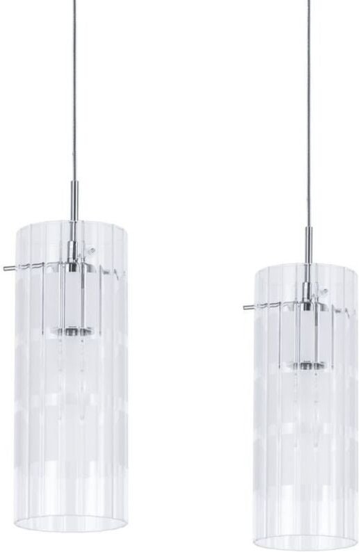 Max - Modernes hängendes Pendelleuchten Chrom 2 Licht mit klarem Schatten, E27 - Italux