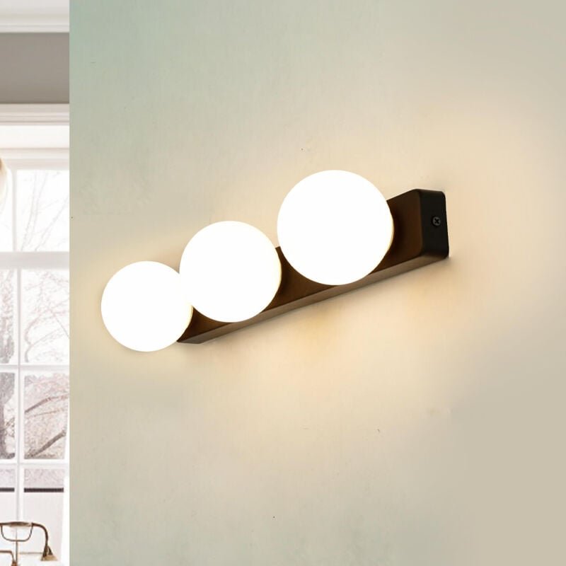 Licht-erlebnisse - Wandlampe Badezimmer Kugelschirm 3x G9 Schwarz Weiß b: 40 cm Wandleuchte Spiegelleuchte