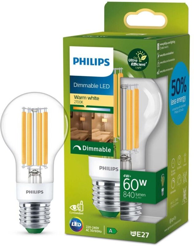 Northix - Led e27 normal 4 w 60 w klar dimmbar 840 lm 2700 k energieklasse a