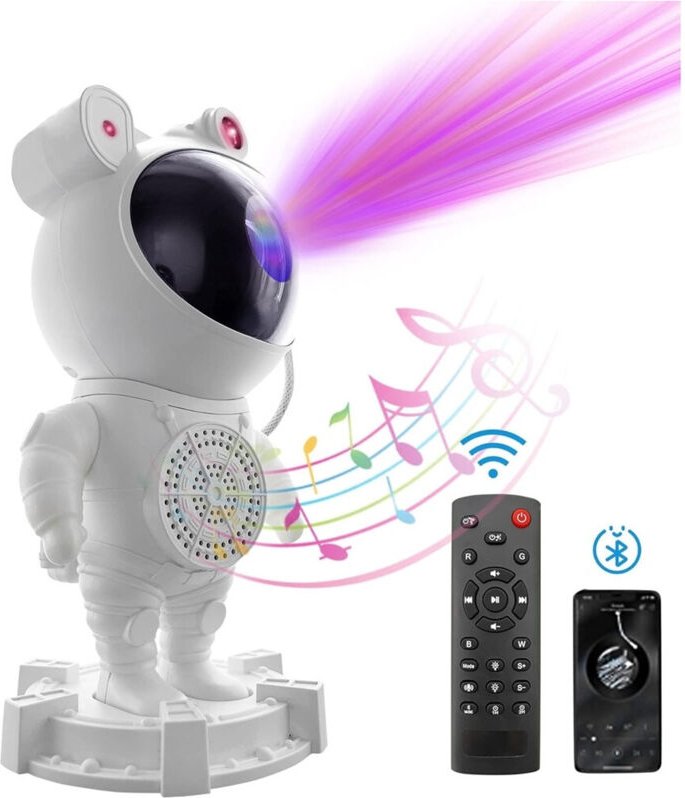 Trade Shop - Galaxy Projektor Nachtlicht Astronautform Bluetooth-Lautsprecherfernbedienung -