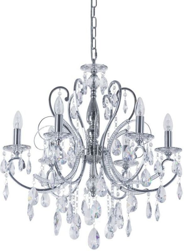 Italux Barocco Chrome - Klassische Kronleuchter Chrome 6 Light mit Kristallschirm, E14