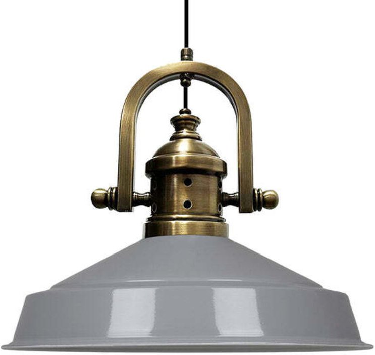 Handbemalte Industrielle Hängeleuchte aus Grau Metall – Vintage-Kronleuchter E27 Ø41 cm für Wohnzimmer, Schlafzimmer Ode...