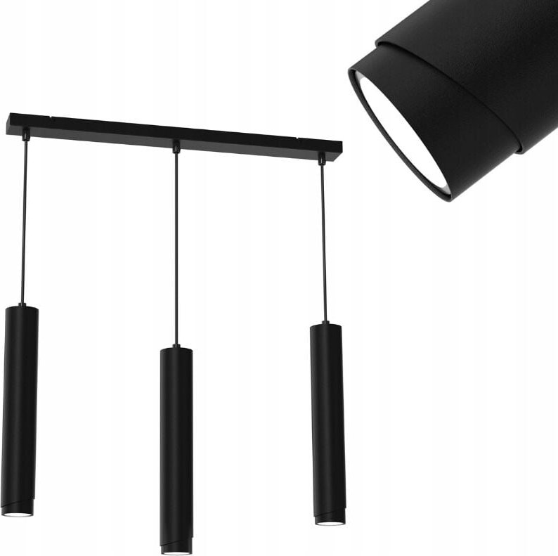 Hängelampen-Röhrenstreifen 3x Gu10 mattschwarz BEVEL