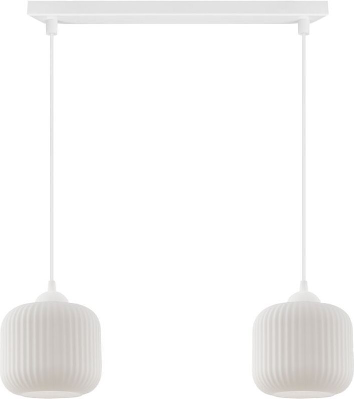 Riffle Hängelampe Weiss 2 Flache Weisse Zylinderlampenschirme E27