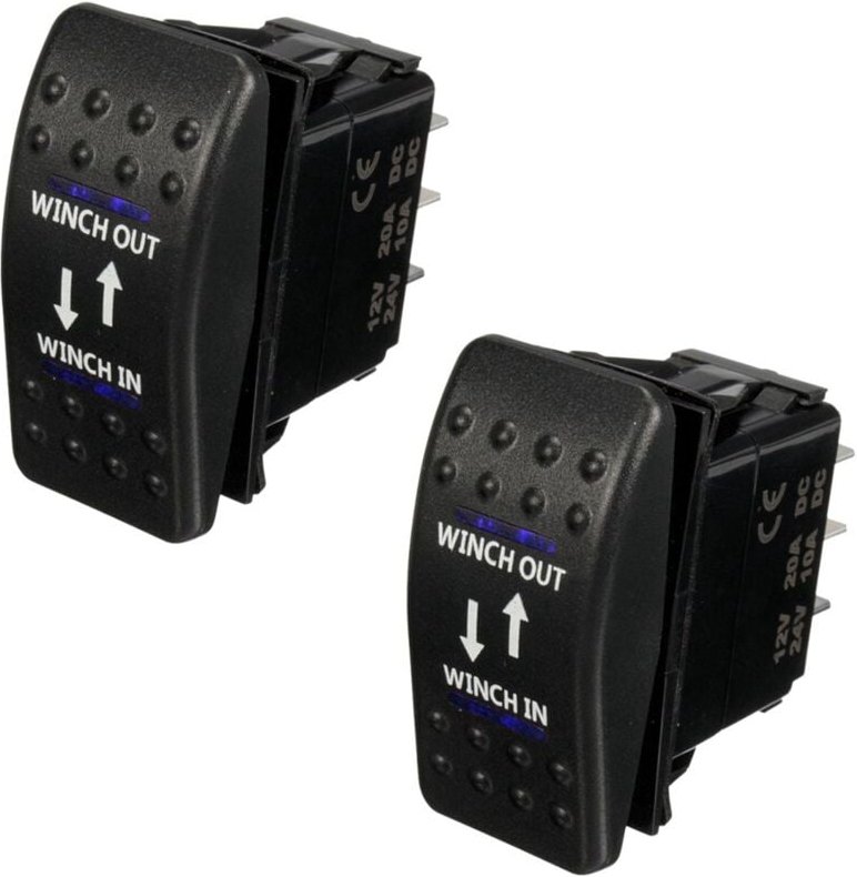 2X 12V 20A Winch in Winch Out ein-aus-ein Wippschalter 7-Polige led Blau