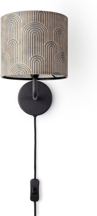 Tischlampe Nachttisch Stoffschirm Wandleuchte Wohnzimmer Tischleuchte Vintage Wandleuchte - Schwarz, Design 9 (Ø18 cm) -...