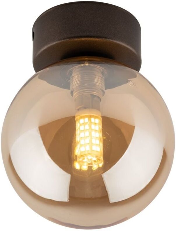 Licht-erlebnisse - Deckenleuchte Metall Rauchglas G9 d: 12 cm rund Braun Bernstein Modern