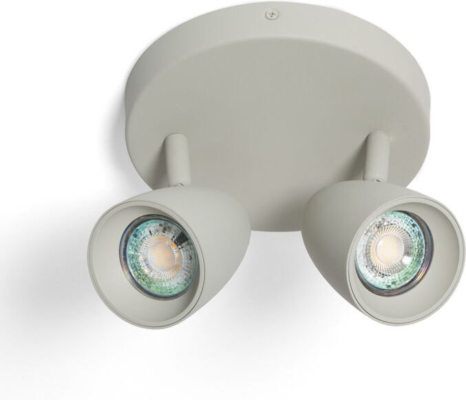 Efectoled - Deckenleuchte Rund Ausrichtbar Aluminium 2 Strahler Adrien Steingrau