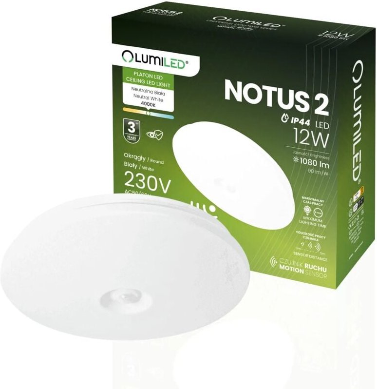 LED Deckenleuchte Aufbau 12W Rund Bewegungsmelder IP44 25 cm