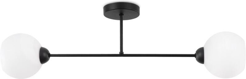 Asturia Schwarze Deckenleuchte 2 Flache Weisse Lampenschirme E27