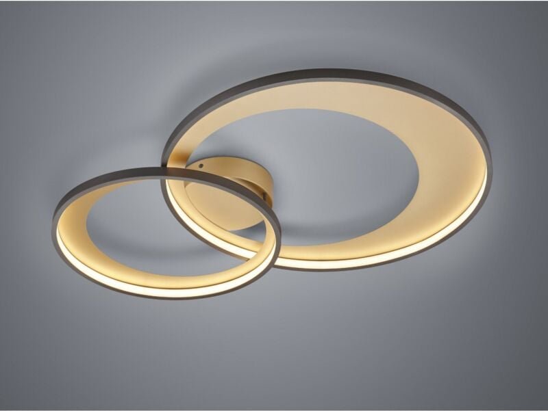 Thumbnail - Granada Deckenleuchte Double Circle Schwarz-Gold Led 36w Dimmbar L85 cm Trio Lighting