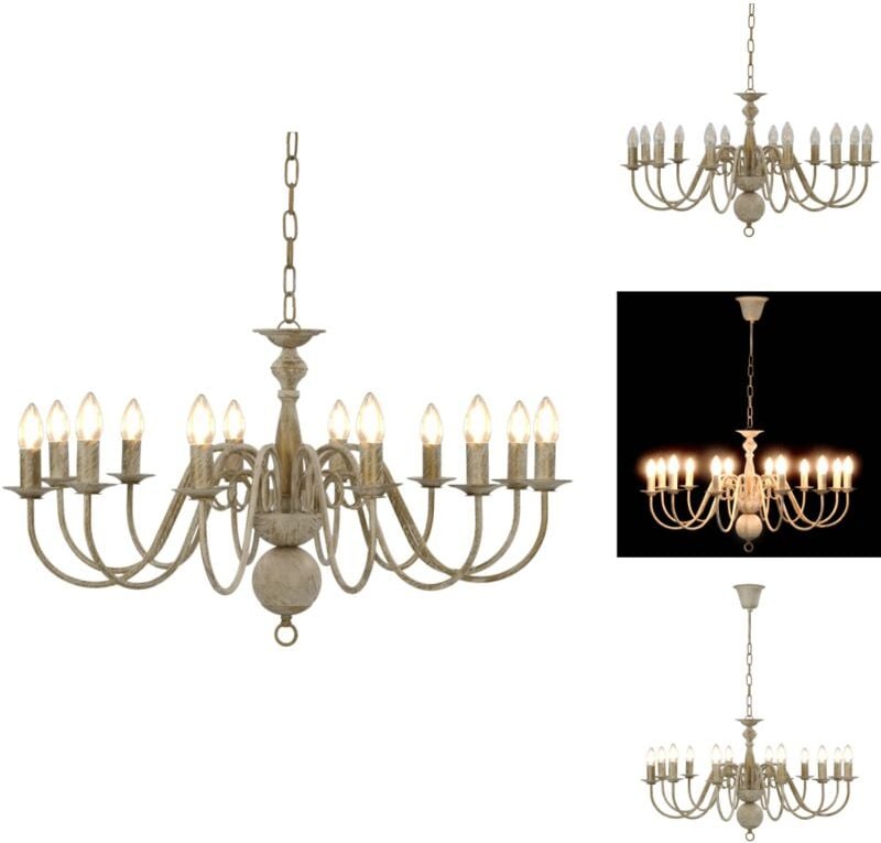 Vidaxl - Kronleuchter - Living Kronleuchter Antik-Weiß 12 × E14-Fassungen - Weiß