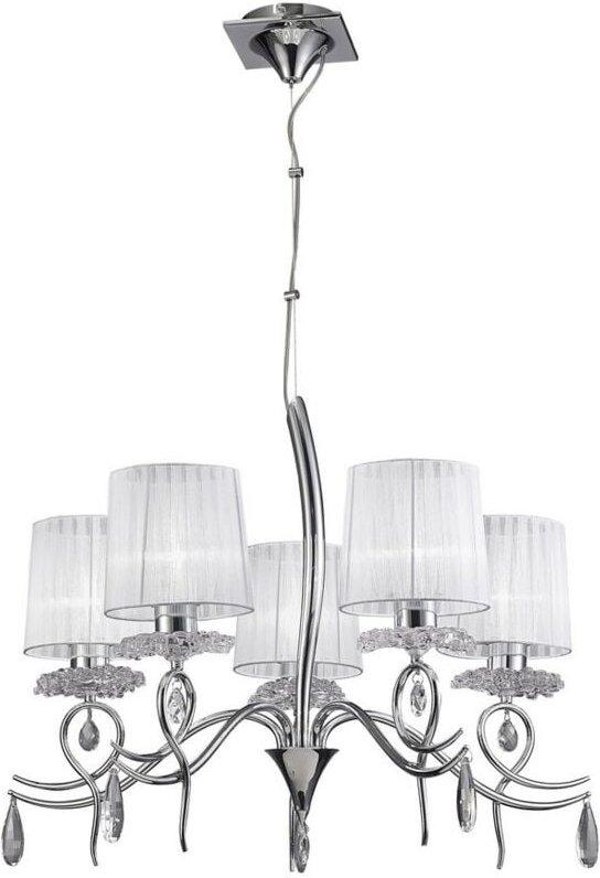 Inspired Mantra - Louise - Deckenleuchter 5 Light E27 Mit weißen Farbtönen Poliertes Chrom / Klarer Kristall