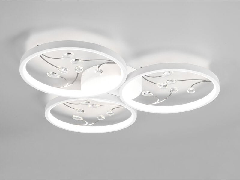 Große led Deckenleuchte groovy Weiß mit 3 Stufen Dimmer, ø 62cm